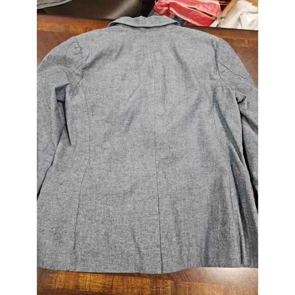 Gap Chambray Cotton Blazer Women’s 8 Blue 2-Button Polka Dot Cuff Lined Jacket - Picture 5 of 7